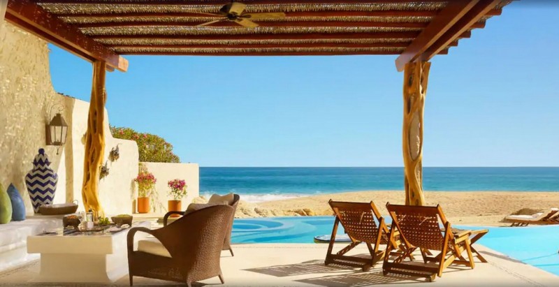 Beautiful view of the beach and see through a terrace