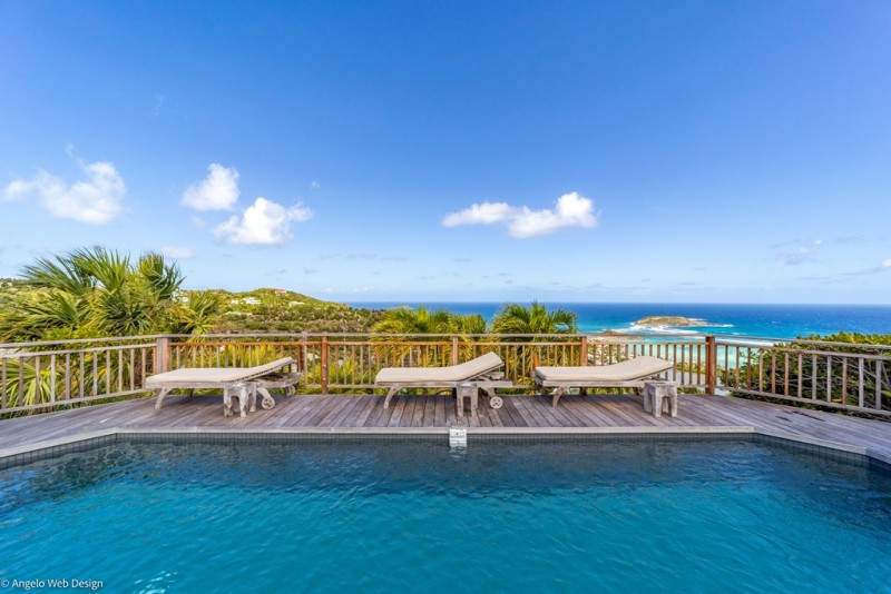 Villa Bibi's pool, deck and view in St Barts