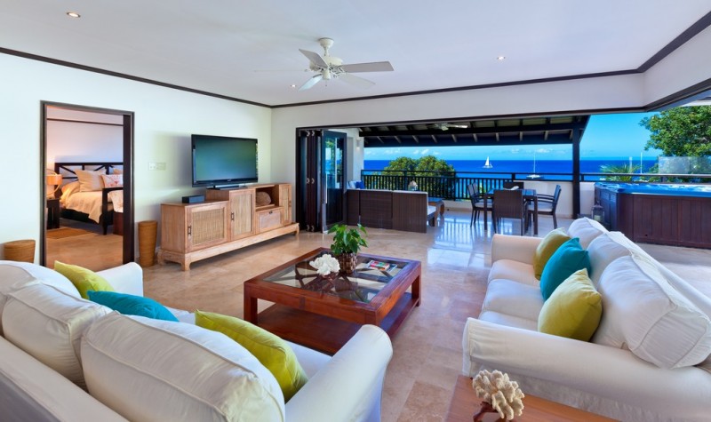 Living room with a view at Coral Cove 15, Paynes Bay