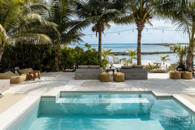 Pool area and ocean view from Hacienda Magica in Mexico