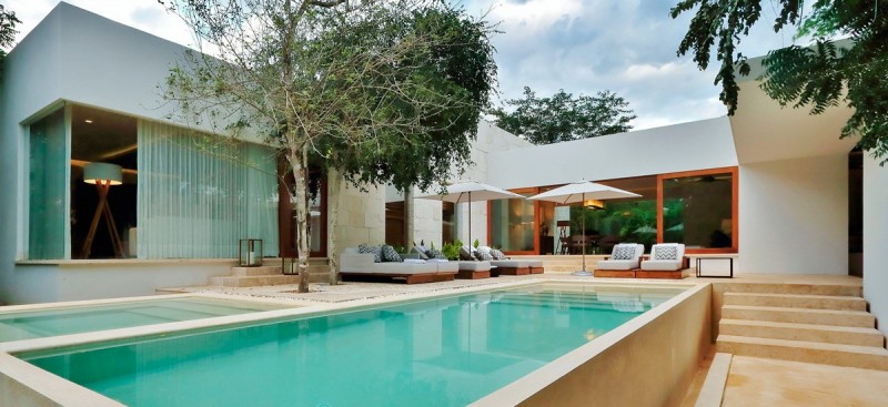 View of the pool and lounge area