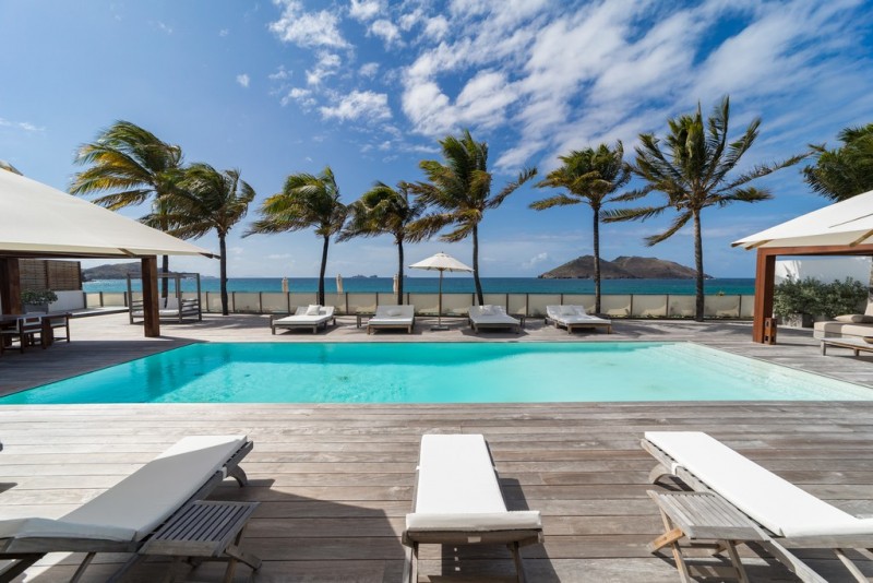 pool with sea in the background