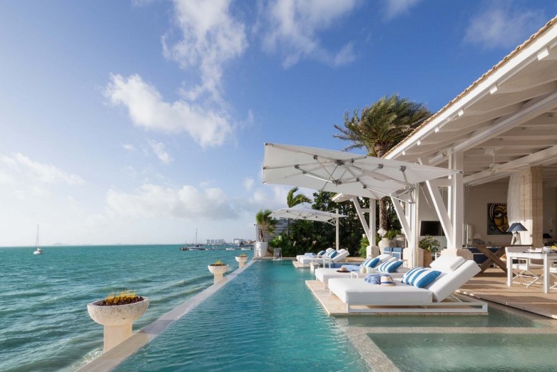 pool with sea in the background
