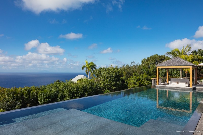 pool with sea in the background