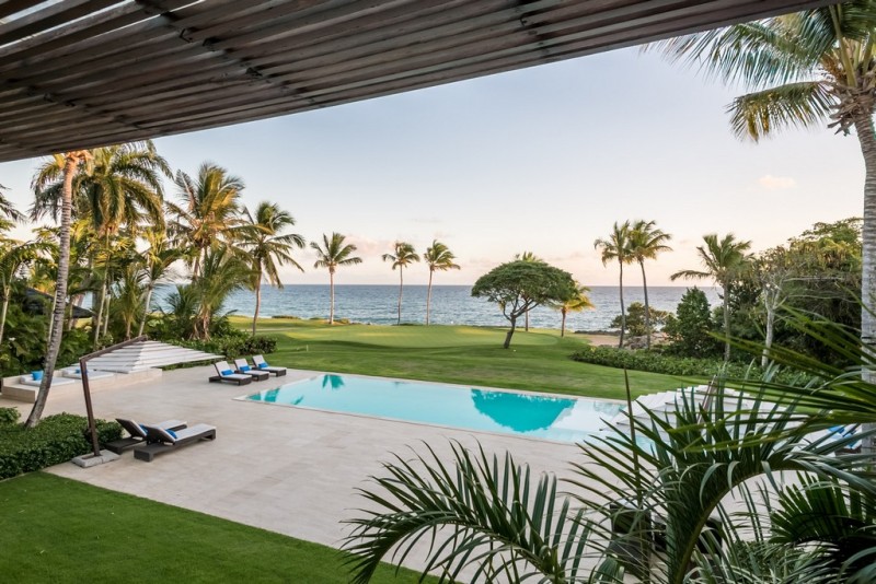 pool with sea in the background