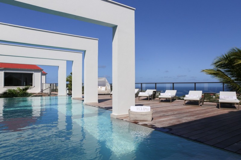 pool with sea in the background