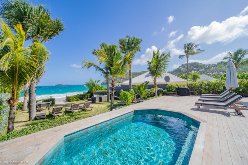 pool with sea in the background