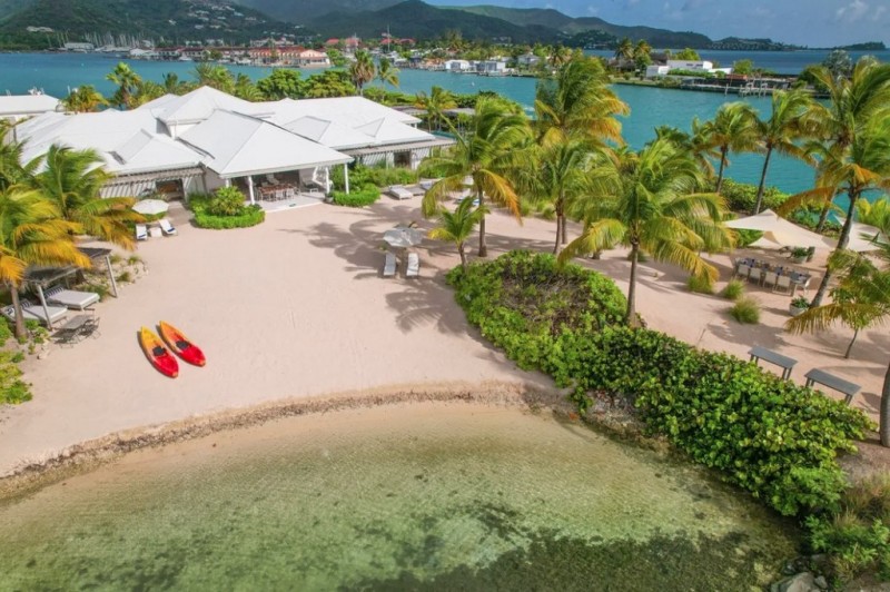 Aerial view of Palm Point villa in Jolly Harbour, Antigua
