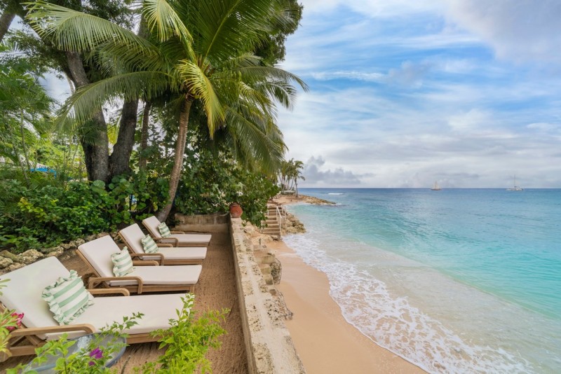 View of loungers on the beach