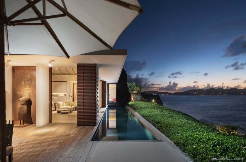 pool with sea in the background
