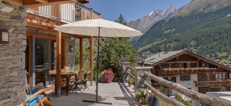 Chalet Ibron Zermatt  - View from terrace in Summer